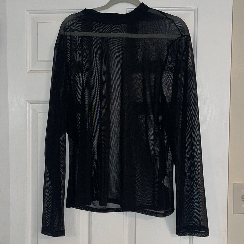 SHEIN Black Mesh Long Sleeve Top
